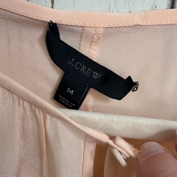 NWT J. Crew Peach Silk Lace-Trim Long Sleeve Blouse - Picture 6 of 11